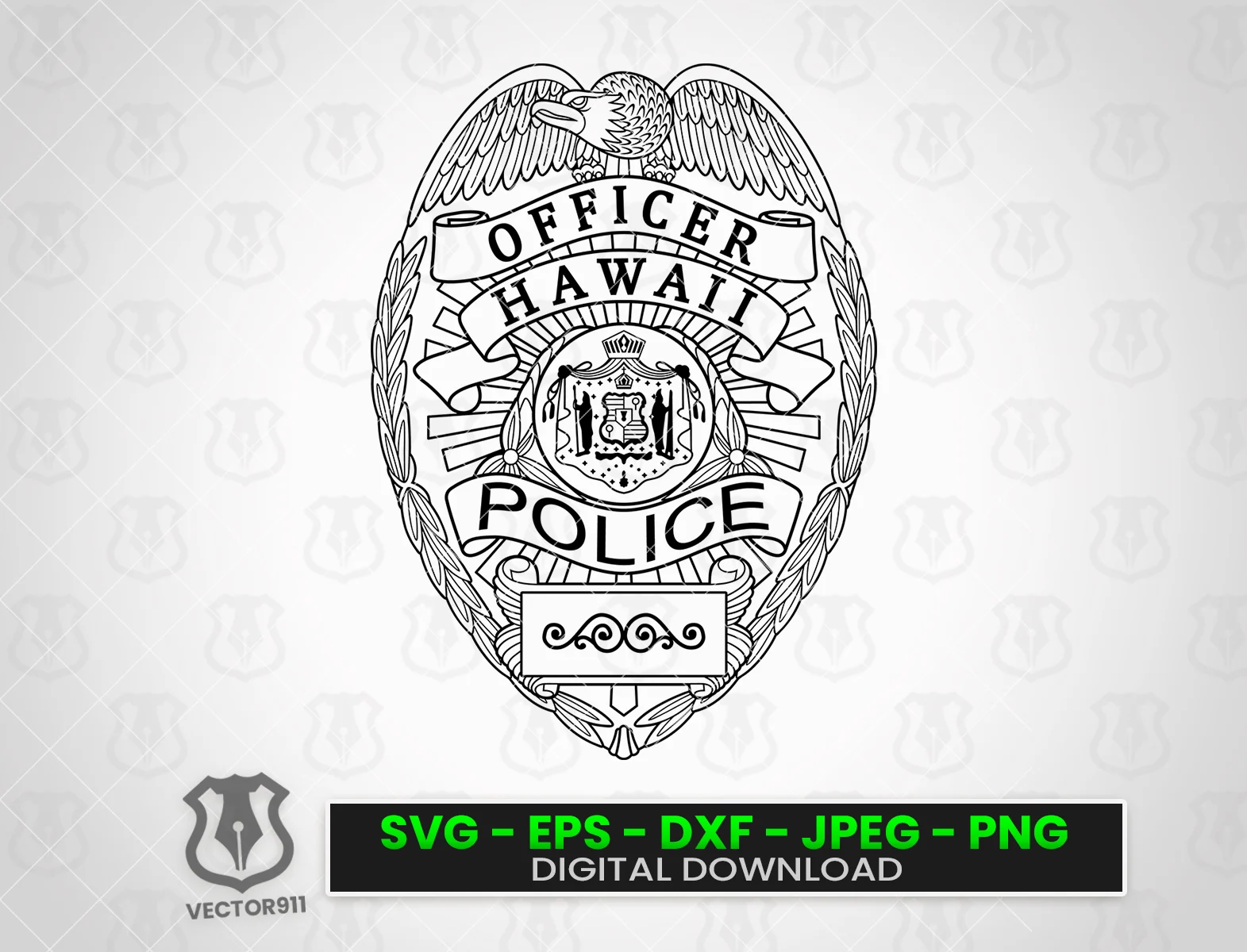 Hawaii Police Officer Badge svg vector files vector911