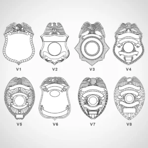 Alternative view of Blank Eagle Topped Police Badge SVG Pack — 21 Styles, DXF Laser & CNC