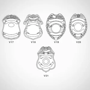 Blank Eagle Topped Police Badge SVG Pack — 21 Styles, DXF Laser & CNC - Image 4