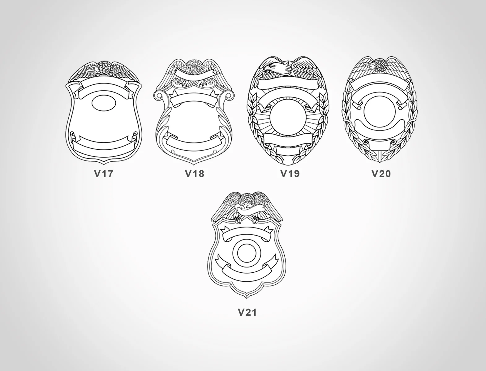 Blank Eagle Topped Police Badge SVG Pack — 21 Styles, DXF Laser & CNC - Image 4
